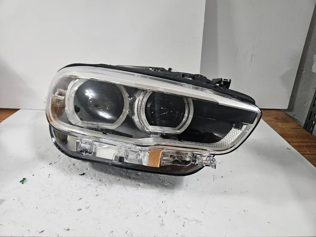 This image displays the right-side LED headlight for the BMW 1 Series F20 and F21 LCI (facelift) models, featuring OEM genuine quality with part number 7453518. This used original headlamp is designed for perfect fitment on facelifted versions, delivering bright LED illumination, modern styling, and dependable performance true to BMW standards