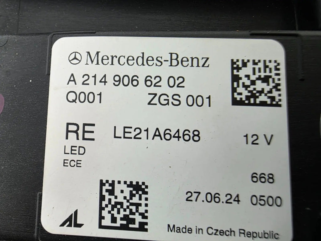 This image features the right-side DIGITAL LIGHT headlight for the Mercedes-Benz E-Class W214, with OEM genuine quality and part number A2149066202. Specifically designed for the W214 model, this used original headlamp incorporates Mercedes-Benz's advanced DIGITAL LIGHT technology, delivering adaptive high-precision illumination and a perfect factory fit on the right side.