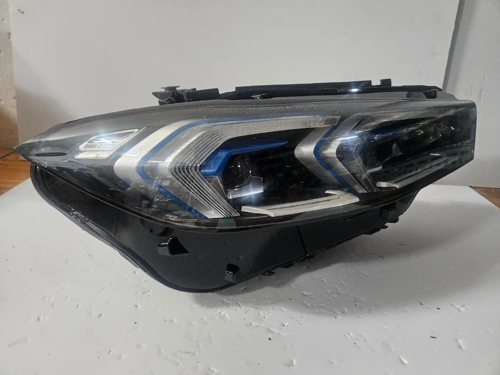 This image shows the right-side Adaptive LED headlight for the BMW 3 Series G20 LCI and G21 LCI models, featuring OEM genuine quality with part number 9450802. This used original headlamp is designed for the facelift (LCI) versions, offering precise fitment, advanced adaptive LED technology, and high-performance illumination tailored for modern BMW styling and safety