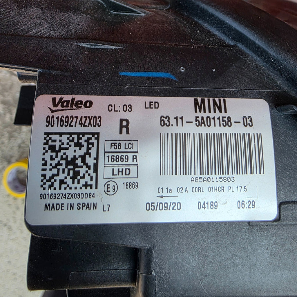 🌴 Mini Cooper F55 F56 LCI Full LED HEADLIGHT RIGHT USED OEM GENUINE 5A01158